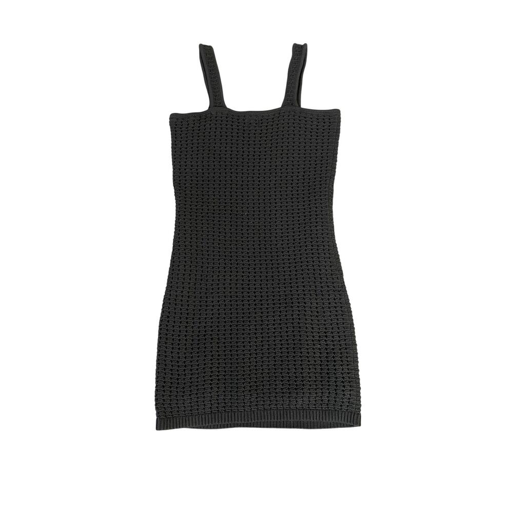 NWT Gap Black Open Knit Crochet Mini Dress Size Small Tall 100% Cotton Boho LBD